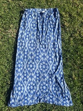 Joie Navy and Light Blue Geometric Maxi Skirt